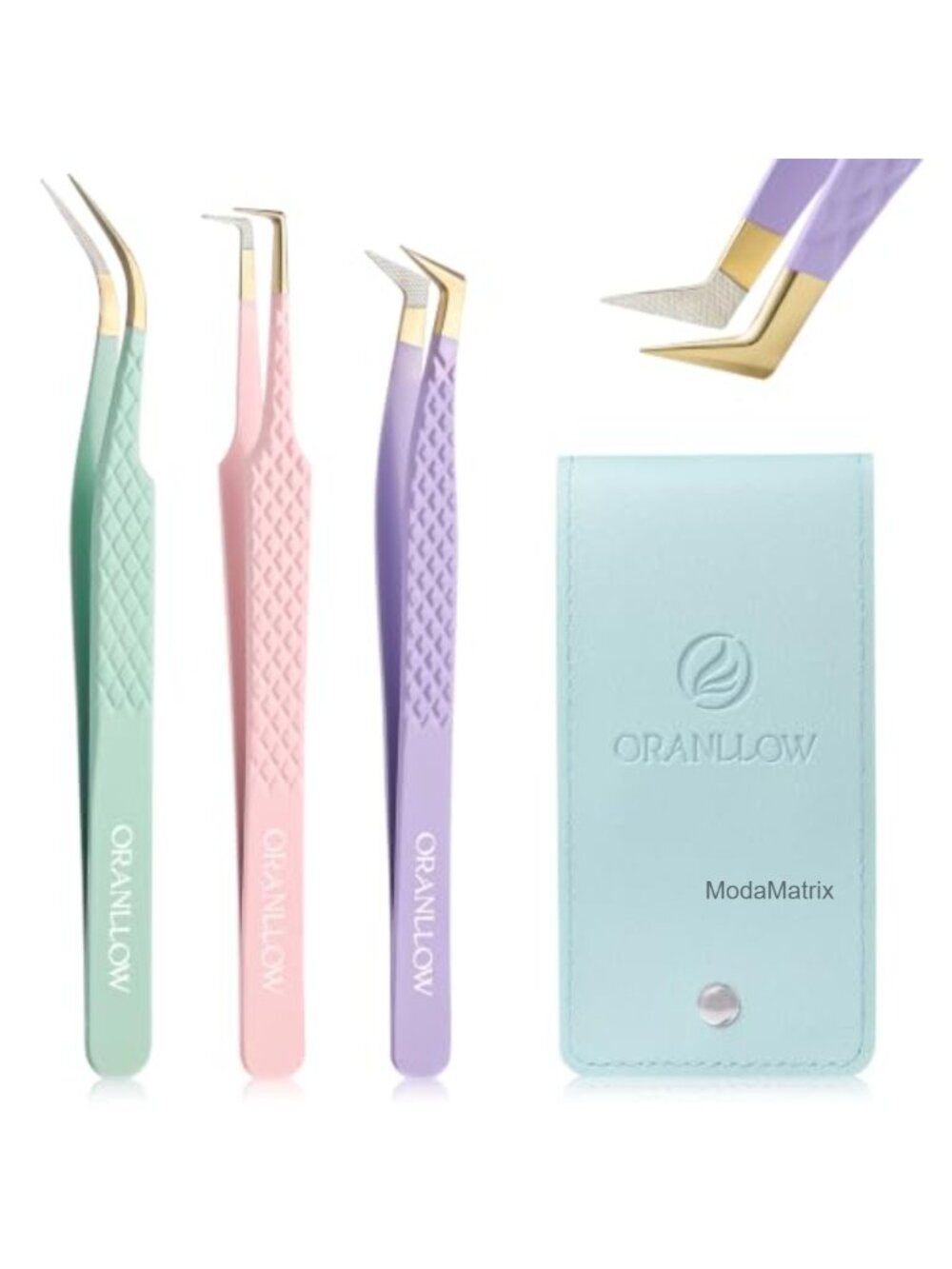 Lash Extension Tweezers Set 3 Fiber Tip Japanese Stainless Steel Precision